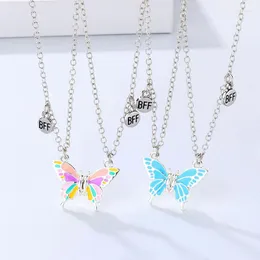 Pendant Necklaces Fashion 2Pcs Butterfly Necklace For Women Friendship Choker Magnetite BFF Couple Chain Girl Gift Sister Collar