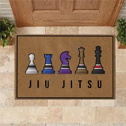 カーペットjiu jitsu chess doormatノンスリップドアフロアマット装飾ポーチ
