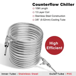 Counter Flow Wort Chiller 3/8 '' x 10m Paslanmaz Çelik Soğutma Tüpü Süper Etkili Isı Eşanlatıcı Homebrew Bira Soğutucu Bobin Tüpü