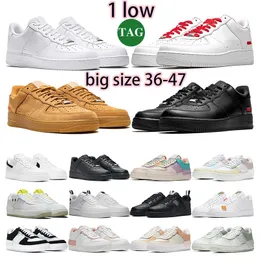 2023 Skateboardskor Running Shoe AF 1 Låg Hög Sportsneakers Alla White Black Sup Wheat Running 022 ERS Outdoor Mens Trainers Unisex Classic 07 Knit Euro High 36-47