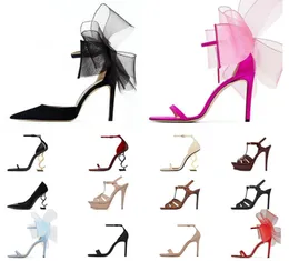 Fashion womens high heels dress shoes with box designer ribbon sheel sexy open toe stiletto heel luxurys socialite women lady offi7483466