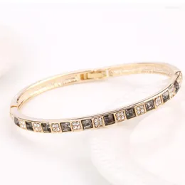 Bangle BN-00082 S Black Crystal Drop Silver e Gold Batiled Jewellery for Women Fashion Jewelry Women's Bracelet