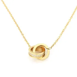 Fashion Classic Design Pendant Love screw cap Necklace for men women double Loop ring full cz two rows diamond pendant Jewelry Collares Collier octagonal