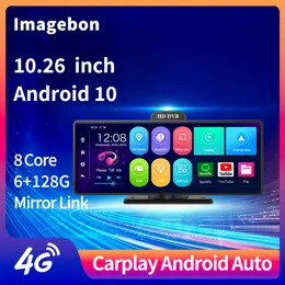 10,26 cala 4G Dash Cam Android 10.0 6+128G 8 Core 5G WIFI Car DVR ADAS GPS FM 24H Monitor Parking Mirror Rejestrator wideo