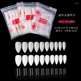 False Nails 600pcs/bag Natural Fake Clear White Full Coverage Extension Tips T-shaped Water Drop Sticker For