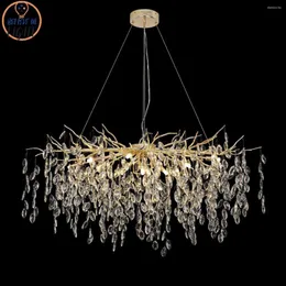 Chandeliers Nordic Luxury Crystal Chandelier Long Tree Branch Lighting For Kitchen Island Dining Room Large Ceiling Light G9