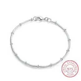 Charm Bracelets % Real 925 Sterling Silver Tiny Thin Beads Snake Chain Bracelet for Women Girls Jewelry pulseras armbanden voor vrouwen AA230506