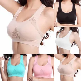 Kvinnors shapers No Underwire Yoga Sports Bra Vest Type Mesh Speed ​​Dry Stuff Running Fitness Traceless Sleep Workout Clothing Day Cup