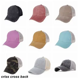 Criss Cross Ponytail Hat Mesh Back Ponytail Baseball Cap 10 Colours Zmyty w trudnej sytuacji Buncaps Trucker Hat