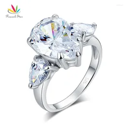 Rings de cluster pavão pêlo cut pêleito 4 sólido 925 anel de prata esterlina anel de três pedras de luxo jóias de luxo cfr8308
