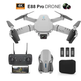En kaliteli E88 Pro Drone Uçağı Geniş Alanlı HD 4K 1080p Çift Kamera Yüksekliği Tut WiFi RC Katlanabilir Quadcopter Dron Hediye Oyuncak E88PRO VS E68 E89 E525