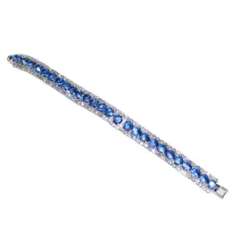 Wedding Bracelets Hot Blue Crystal Bracelet Shiny Tennis Rhinestone Bracelet Cross-border Accessories Bracelet