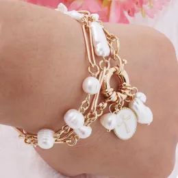 チャームブレスレットNeefu Wofu Freshwater Pearls Bracelete天然石ブレスレットPulsera de Piedra Mujer Bohemia Bangle Jewelry Fashion Gift