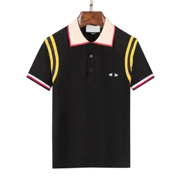 Polo da uomo T-shirt con colletto a maniche corte con motivo a righe bianche e nere di design Polo con risvolto superiore di marca di moda