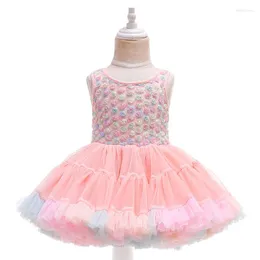 Sukienki dziewczynki 2023 Letnia niemowlę sukienkę księżniczki dziecko słodkie kolory kalkomanie dla dzieci balet tutu maluch słodkie ubrania dziecięce