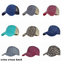 CRISS CROSS BACK PONYTAIL HAT PONYTAIL BASEBALL CAP WASHED THRUSTERED乱雑な乱雑なパンポニーキャップトラック運転手の帽子