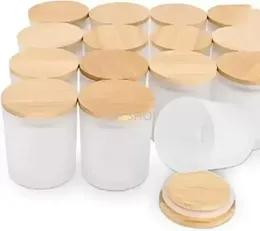 6oz Sublimation Blanks Glass Candle Jar With Bamboo lids Sublimation Glass Beer Mugs for Making Candles Candle Tins Candle Containers DIY FY5724