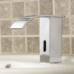 Kökskranar krompläterad infraröd känsla kran mässing badrum enkel hål tvättbassäng koppar diskbänk vattenfall