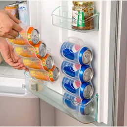 훅스 레일 1pcs 홈 4 구멍 음료 병 홀더 맥주 소다 캔 저장 상자 냉장고 냉장 식품 부엌 주최자 액세서리