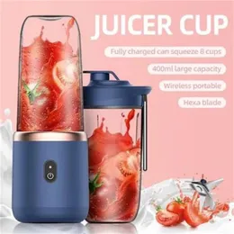 6 Blades Juicer Juice Cup Usb Rechargeable Fruit Juicer Household Small Food Mixer Ice Crusher Portable Kitchen Food Processor