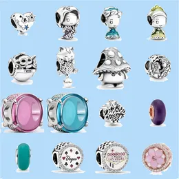 925 Silver Beads Charms Fit Pandora Charm Princess Mushroom Bead Love Heart Blue Turquoise Crysta