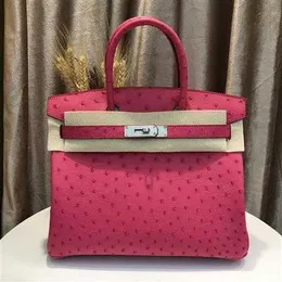 Brand Totes Bag Birkin Fashion Bags Boutique South African Ostrich Skin Female Bag 30 Handbag Banquet Female Bag Fashion Leisure Trend N64G