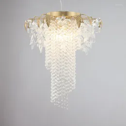 Pendant Lamps Simple Modern Crystal Chandelier Light Luxury Brass Hanging Lamp Exquisite Atmospheric Penthouse Villa Living Room Stair