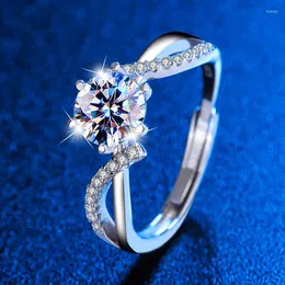 클러스터 반지 하나의 다이아몬드 moissanite ring s925 Silver Luxury Designer 결혼 약혼 여성을위한 고급 보석