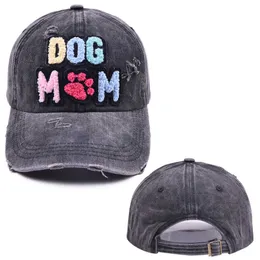 Snapbacks New Letter DOG MOM Baseball Cap Women's Outdoor Washed Visor Hat Fashion Female Chapeau Cotton Casquette Gorras Para Mujer G230508