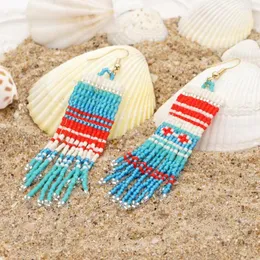 Dangle Earrings Go2Boho Stripe Hook Miyuki Beads Jewelry For Women Handmade Woven Tassel Fringe Long Trendy
