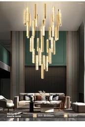 Lampy wisiork Nowoczesne luksusowe kryształowe spiralne schody żyrandol Nordic Duplex Villa