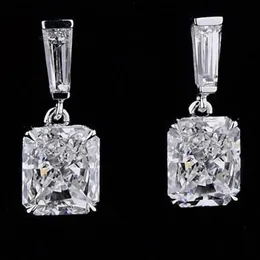 Orecchini pendenti a taglio radiante Orecchini pendenti da matrimonio in argento sterling 925 con diamante quadrato da laboratorio per donna, regalo di gioielli promessa