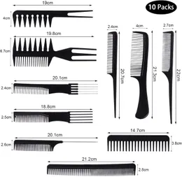 Beayuer 10pcs Hair Comb Sets Professional Barber Salon Hair Styling Combs Detangling Combs Rat Tail Comb Coarse Fine Toothed Com