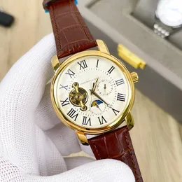 Дизайнер брендов мужские часы для моды автоматические механические роскошные часы кожаные ремешки алмазы Daydate Moon Fase Движение. Проверки для мужчин День отца Heuer #25