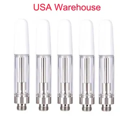 White Ceramic Drip tip Thick extract Oil atomizer Tank TH2 Cartridge With Ceramic Coil - .8ml 1ml Pyrex Glass Wireless 510 Vaporizer USA warehouse