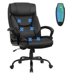 Costway Big Tall 500lb Massage Office Chair E xecutive PU Leather Computer Desk Chair