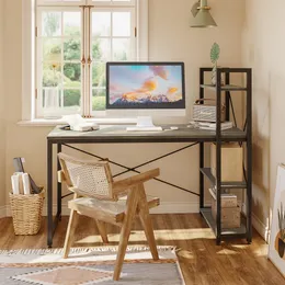 55 tum datorskrivbord med 4-nivå hyllor hantverksbord skriver studiebord, grått
