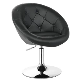 Costway 1pc moderno regolabile moderno rotondo rotondo trapuntato sedia accento pu pelle nera nera nuovo