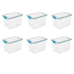 Sterilite 20 Qt guarnizione scatola plastica, acquario blu, set di 6