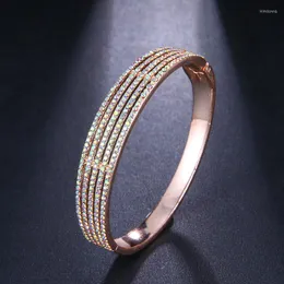 Bangle Honghong Wide Face Elegant Fashion High-Quality 3A Zircon Party Birthday Gift Boutique Accessories