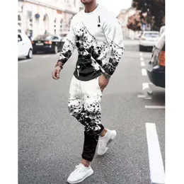 Men's Tracksuits Spring Tracksuit Vintage 3D Printing Playing Cards 2-Piece Casual Jogging Pants Suit Man Street Wear O Neck Men's Sportswear 230508