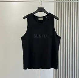 Tasarımcı Gömlek T Essentail Ank Op Hree-Boyutlu Silikon Mektup Kolsuz Erkekler Kadın Spor Gevşek Yaz Moda Fitness Giyim