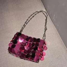 Umhängetaschen Rosa Pailletten Handtaschen für Frauen Kleine Einkaufstasche Bling Fashion Lady Bucket Handtasche Mädchen Glitter Geldbörse New Luxury 230426