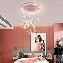 Żyrandole nowoczesna dziewczyna dekoracja domu do sypialni lampy sufitowe Wewnętrzne błyskawice różowy inteligentny jadalnia LNDOOR