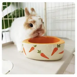 Supplies Pet Carrot Ceramic Food Bowl Rabbit Chinchilla Guinea Pig Guinea Pig Cat and Dog Food Bowl Pet Ceramic Cartoon Bowl