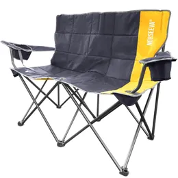 NORSEEVA Heavy Duty Loveseat Double Camping Chair - Two Person Outdoor Folding Chairs with Bottle Opener for Camping, Beach, Adults, and Kid