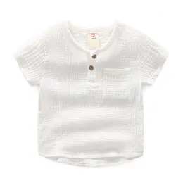 Zestawy odzieży bawełniany lniany chłopiec koszulka letnia koszule dla dzieci z krótkim rękawem dla chłopców ubrania maluch chłopców odzież Dzieci Tshirt 230508