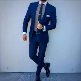 Abiti da uomo Blazer 2023 Blu Navy Costume Homme Abito da uomo Sposo Smoking da sposa Terno Blazer slim fit Due pezzi Mens Masculino