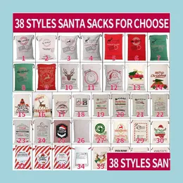 Christmas Decorations Canvas Santas Bag Large Dstring Candy Claus Bags Xmas Gift Santa Sacks For Festival Decoration Drop Delivery H Dhpuo