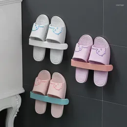 Hooks Bathroom Slippers Rack Wall-mounted Toilet Shoe Storage Artifact Punch-free